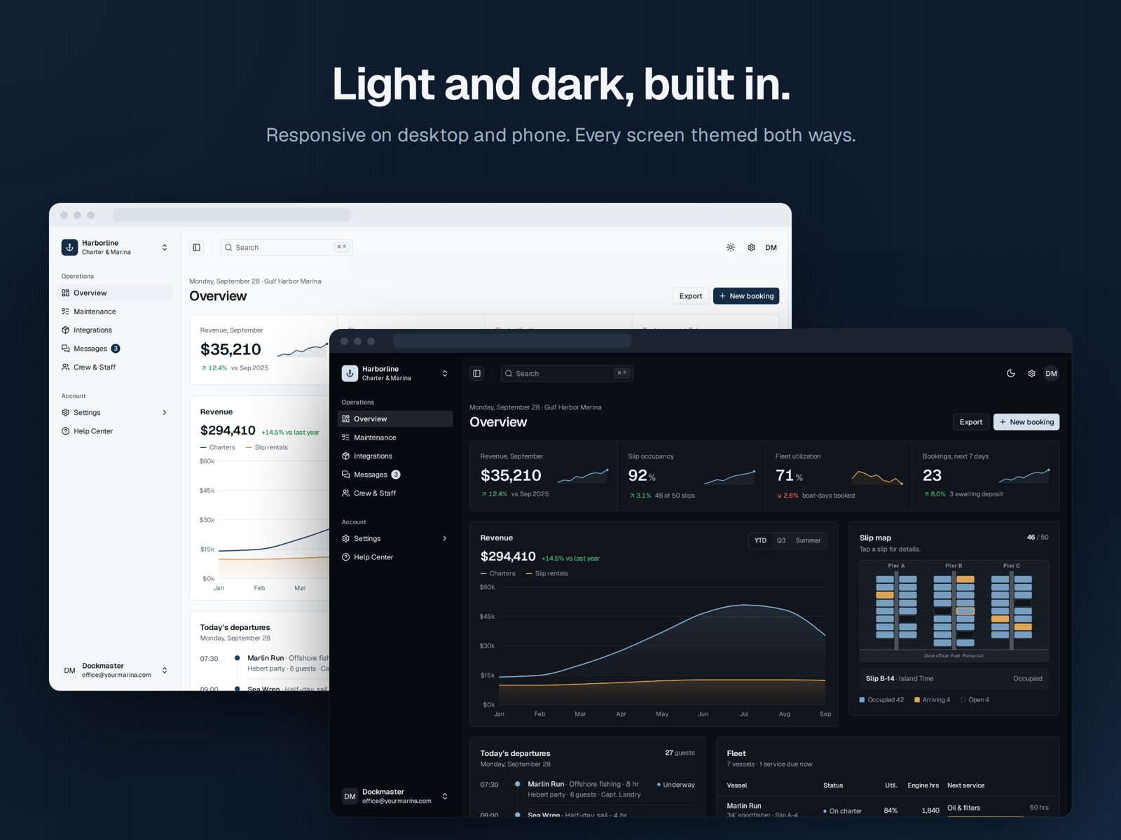 Harborline light and dark mode